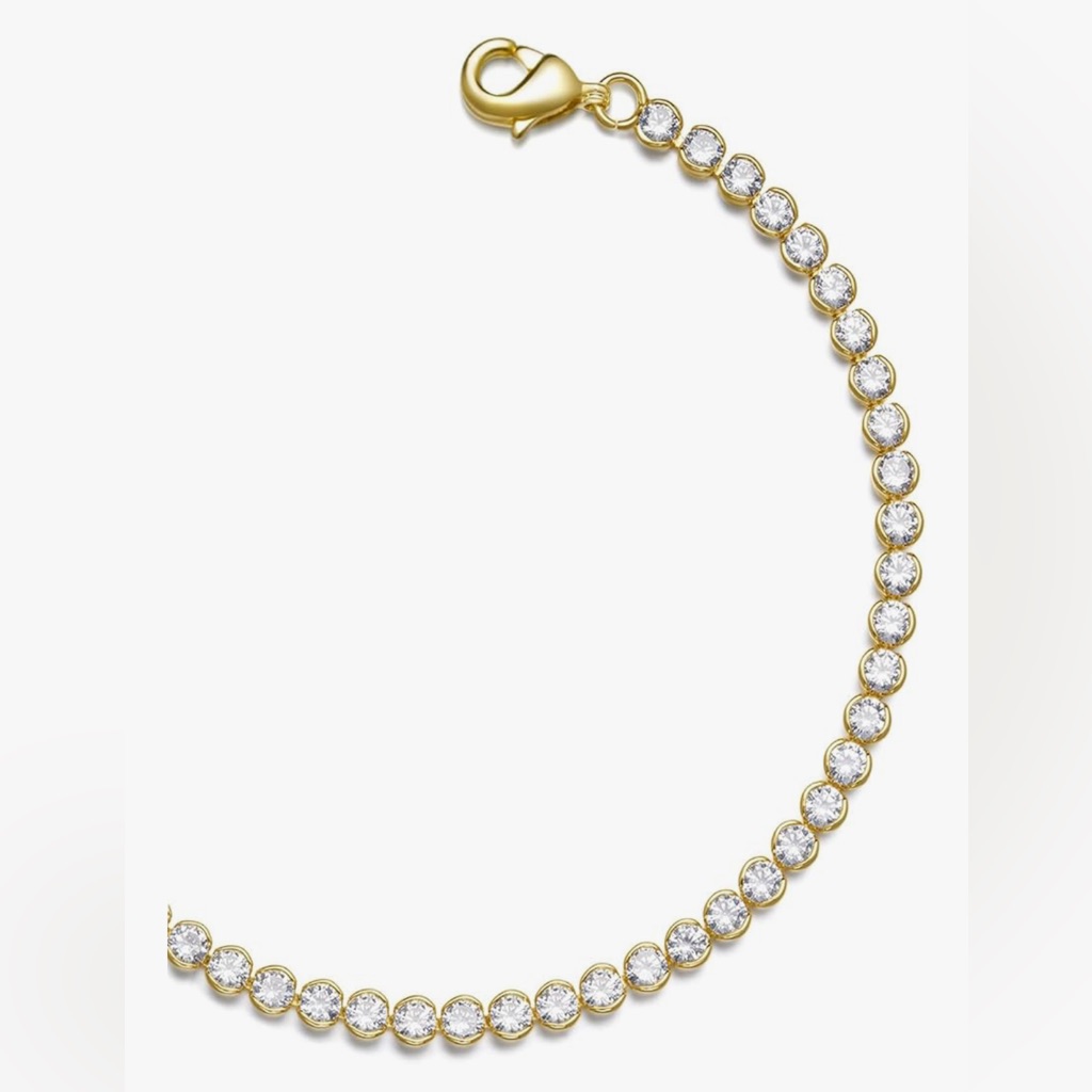 Gorgeous Nordstrom 14kt Gold Dip White Topaz Tennis Bracelet 675 49$